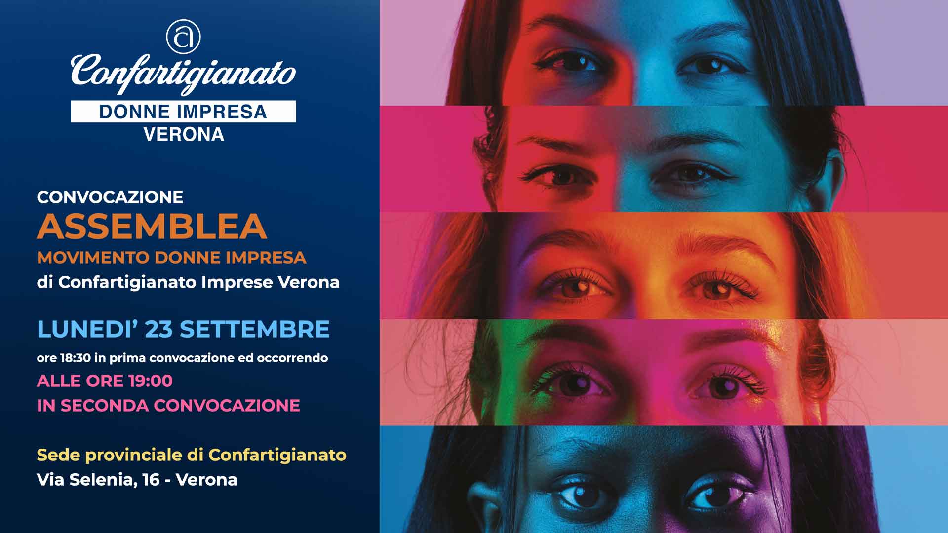 DONNE IMPRESA – Convocazione Assemblea Movimento Donne Impresa di Confartigianato Verona: lunedì 23 settembre. Se sei associata... partecipa anche tu!