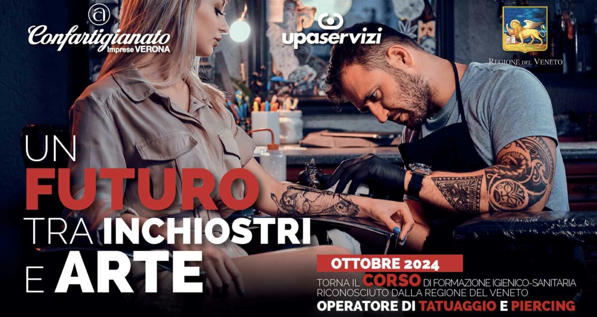 TATUATORI & PIERCER – Ad ottobre 2024 torna il corso a riconoscimento regionale per l’abilitazione all’attività di tatuatore e piercer. Crediti formativi per estetiste. Iscriviti