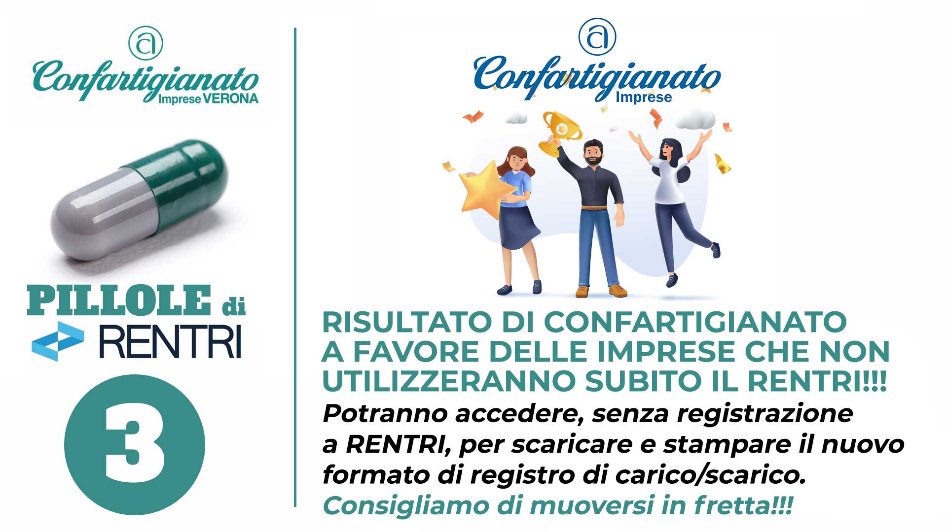 AMBIENTE • PILLOLE DI RENTRI N. 3 – Risultato di Confartigianato per le imprese che non useranno subito RENTRI: dal 4 novembre potranno accedere al nuovo registro di carico/scarico senza registrazione