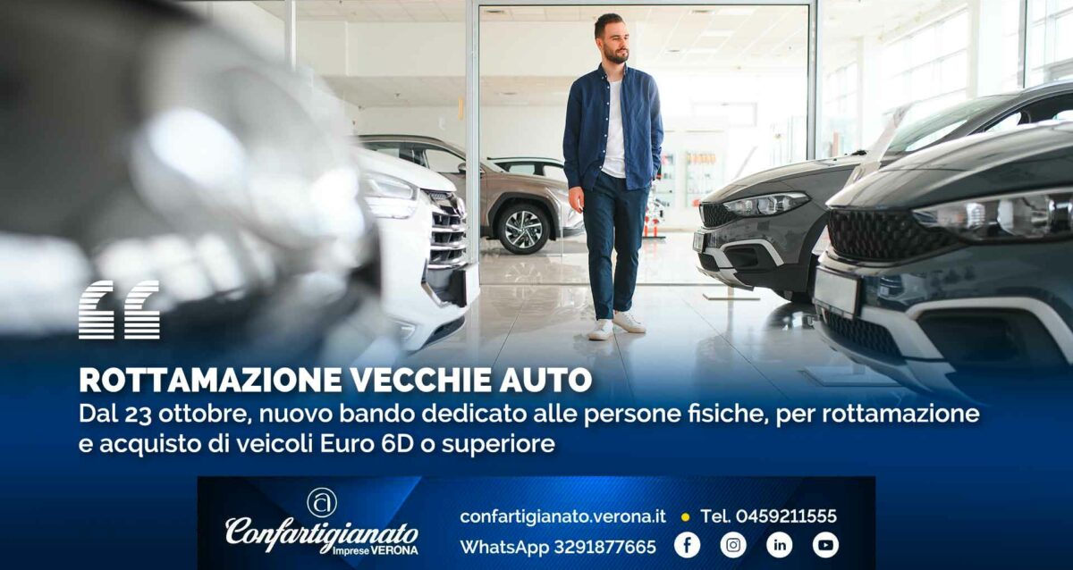 ROTTAMAZIONE VECCHIE AUTO – Dal 23 ottobre, nuovo bando dedicato alle persone fisiche, per rottamazione e acquisto di veicoli Euro 6D o superiore