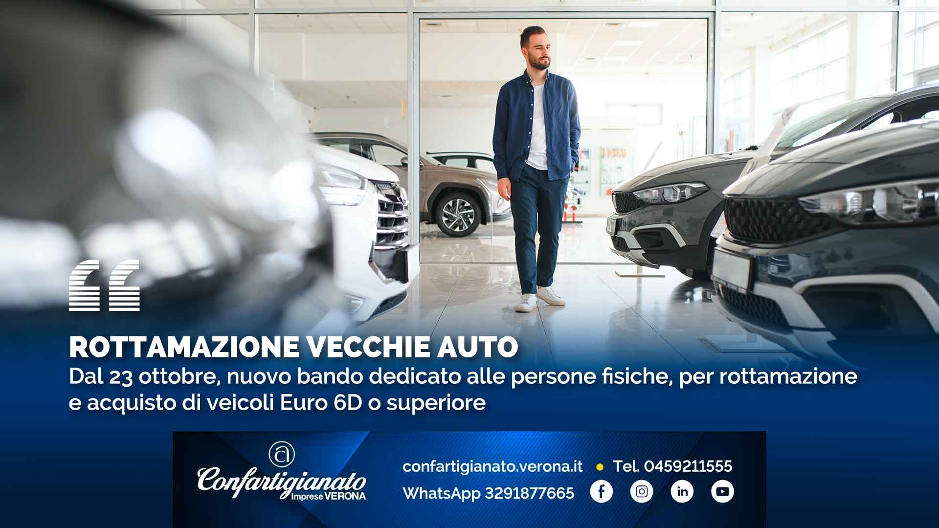 ROTTAMAZIONE VECCHIE AUTO – Dal 23 ottobre, nuovo bando dedicato alle persone fisiche, per rottamazione e acquisto di veicoli Euro 6D o superiore