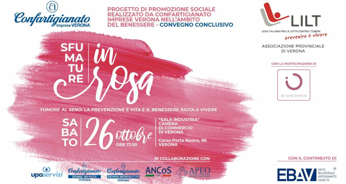 SOCIALE – Sabato 26 ottobre, convegno "Sfumature in Rosa", a coronamento del progetto di adesione alla campagna Nastro Rosa, su prevenzione e diagnosi precoce del tumore al seno