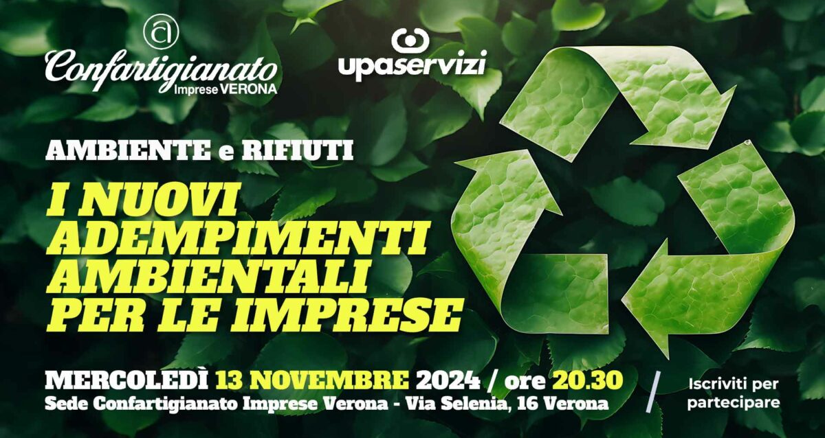 AMBIENTE – I nuovi adempimenti per le imprese: incontro informativo, mercoledì 13 novembre. Iscriviti per partecipare