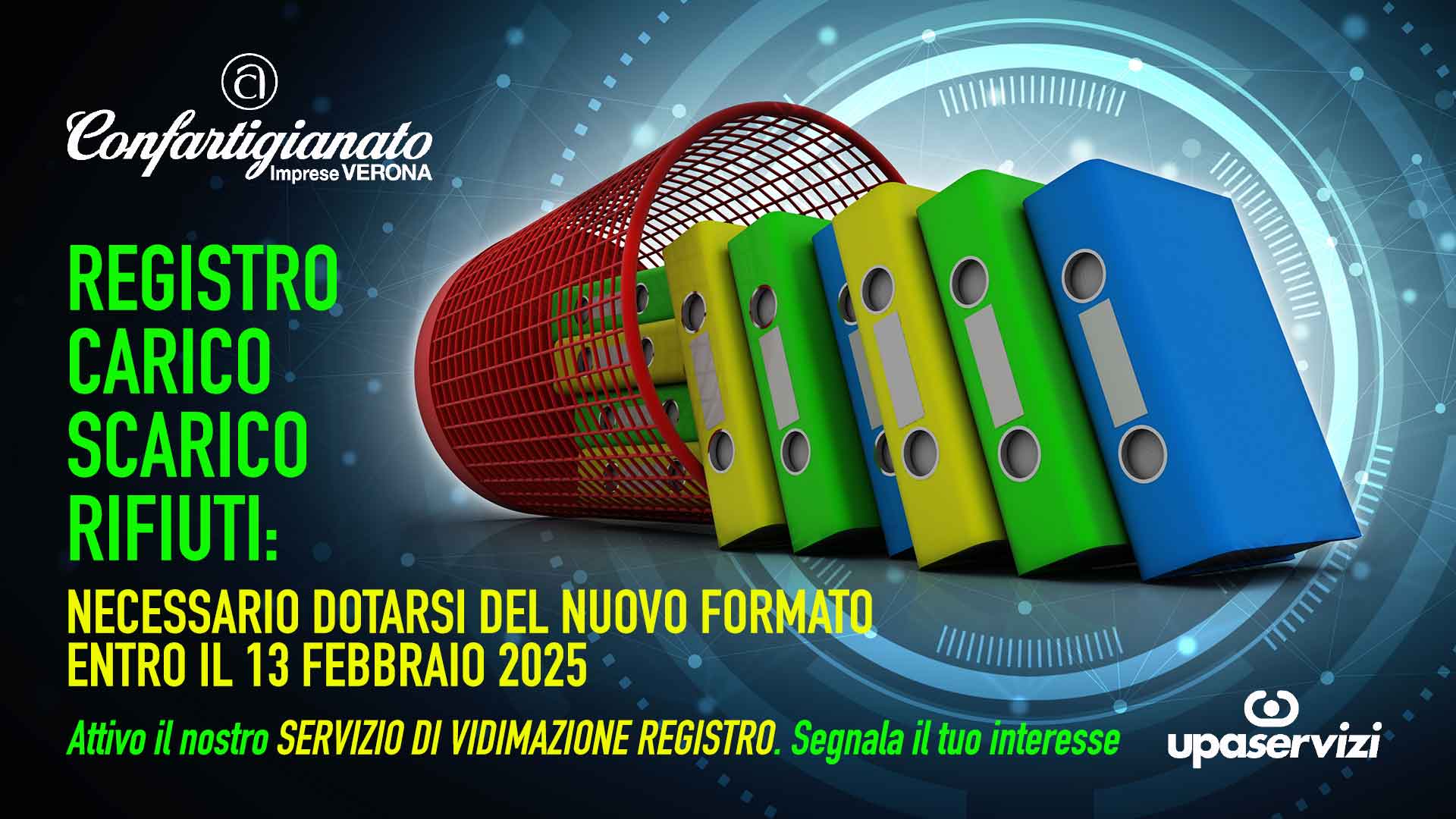 AMBIENTE – Registro Carico/Scarico Rifiuti: necessario dotarsi del NUOVO FORMATO entro il 13 febbraio 2025. Attivo il nostro Servizio di Vidimazione Registro