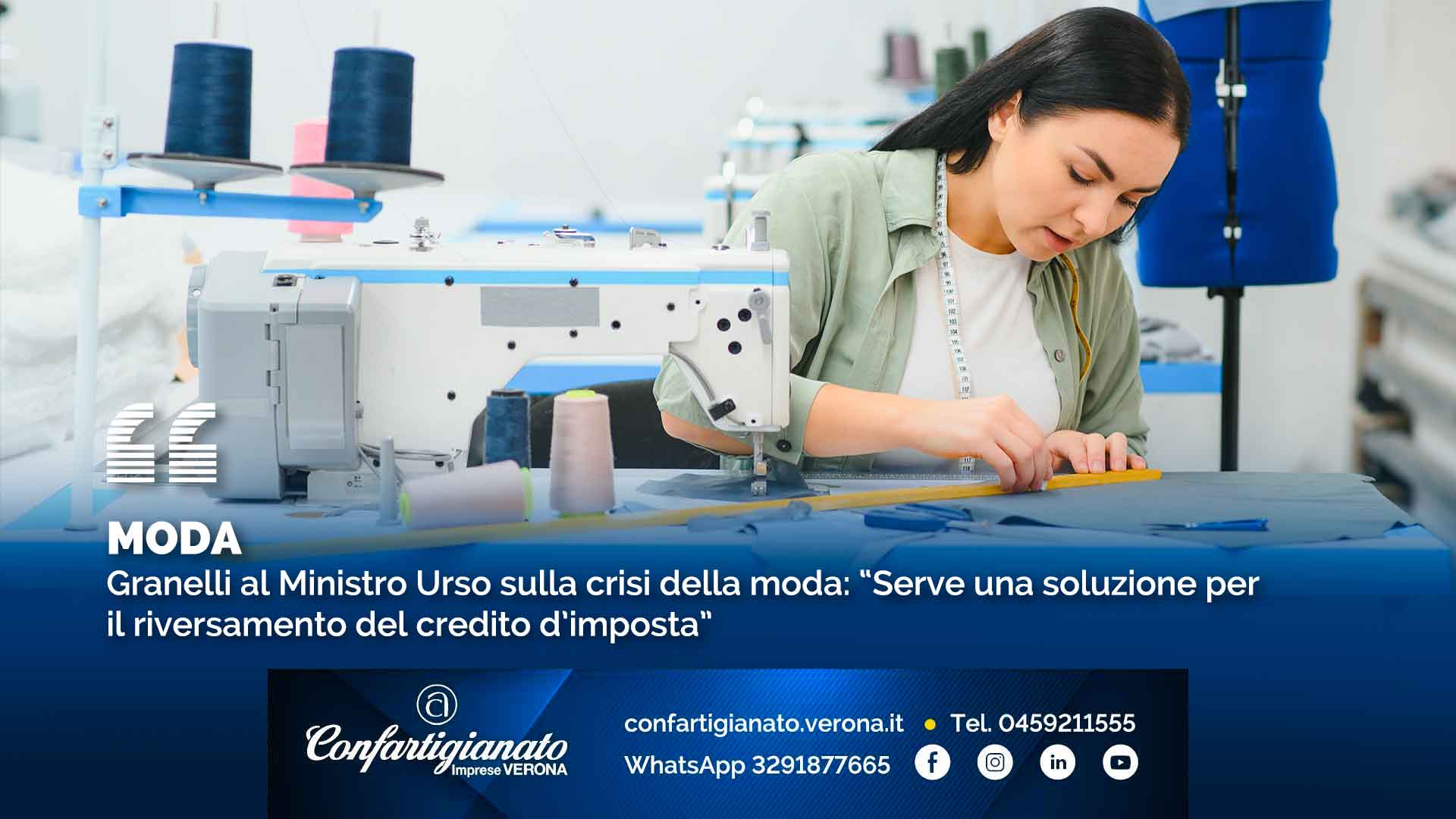 MODA – Granelli al Ministro Urso sulla crisi della moda: “Serve soluzione per riversamento credito d’imposta”