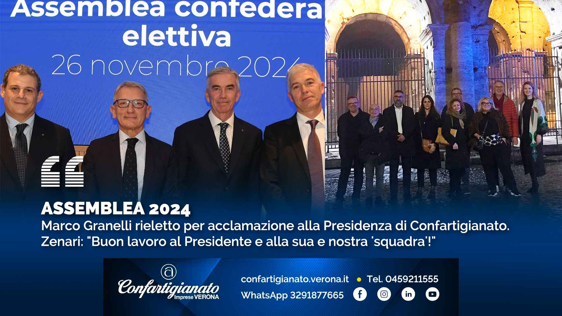 ASSEMBLEA 2024 – Marco Granelli rieletto per acclamazione alla Presidenza di Confartigianato. Zenari: "Buon lavoro al Presidente e alla sua e nostra 'squadra'!"