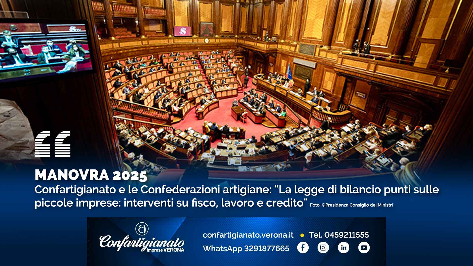 MANOVRA 2025 – Confartigianato e le Confederazioni artigiane: “La legge di bilancio punti sulle piccole imprese: interventi su fisco, lavoro e credito"