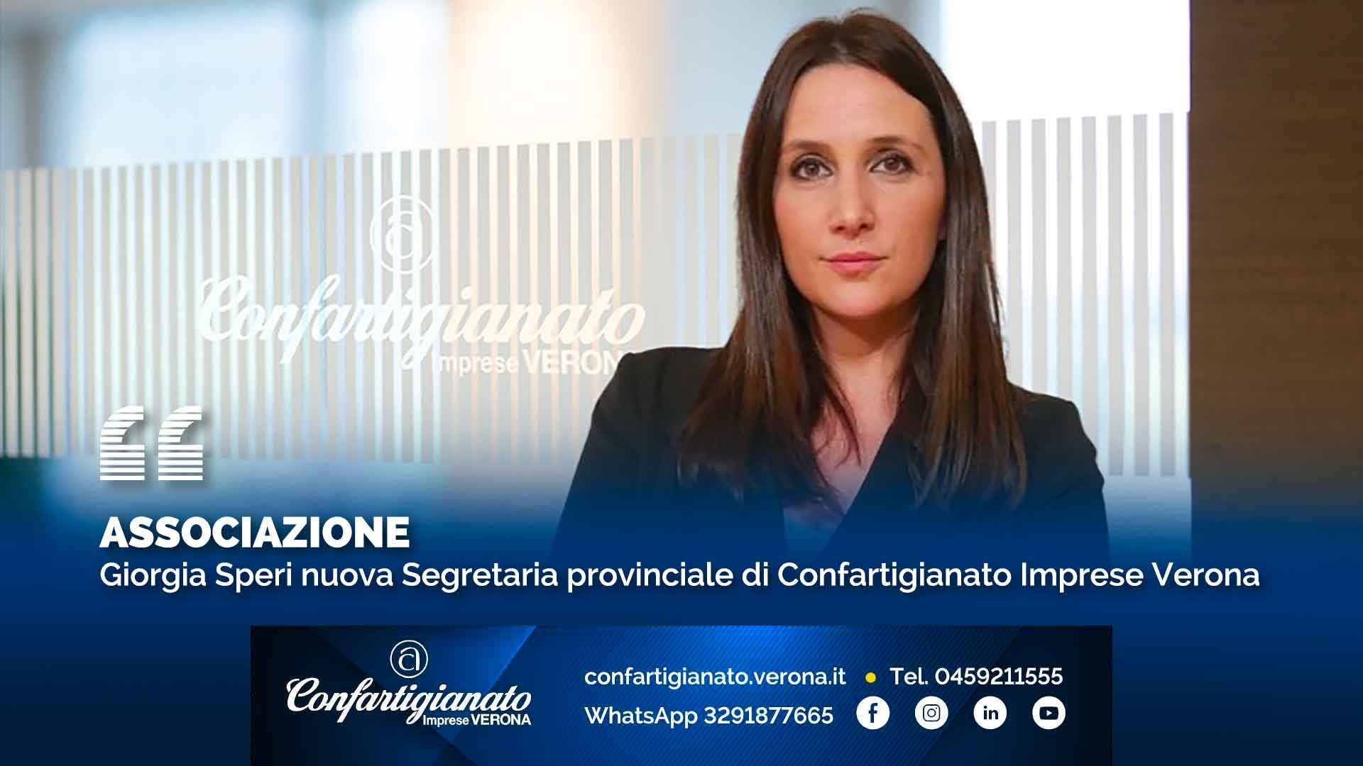 ASSOCIAZIONE – Giorgia Speri nuova Segretaria provinciale di Confartigianato Imprese Verona