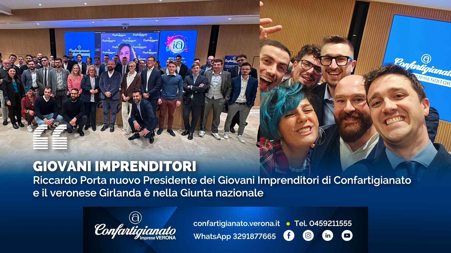 GIOVANI IMPRENDITORI – Riccardo Porta nuovo Presidente dei Giovani Imprenditori di Confartigianato e il veronese Girlanda è nella Giunta nazionale