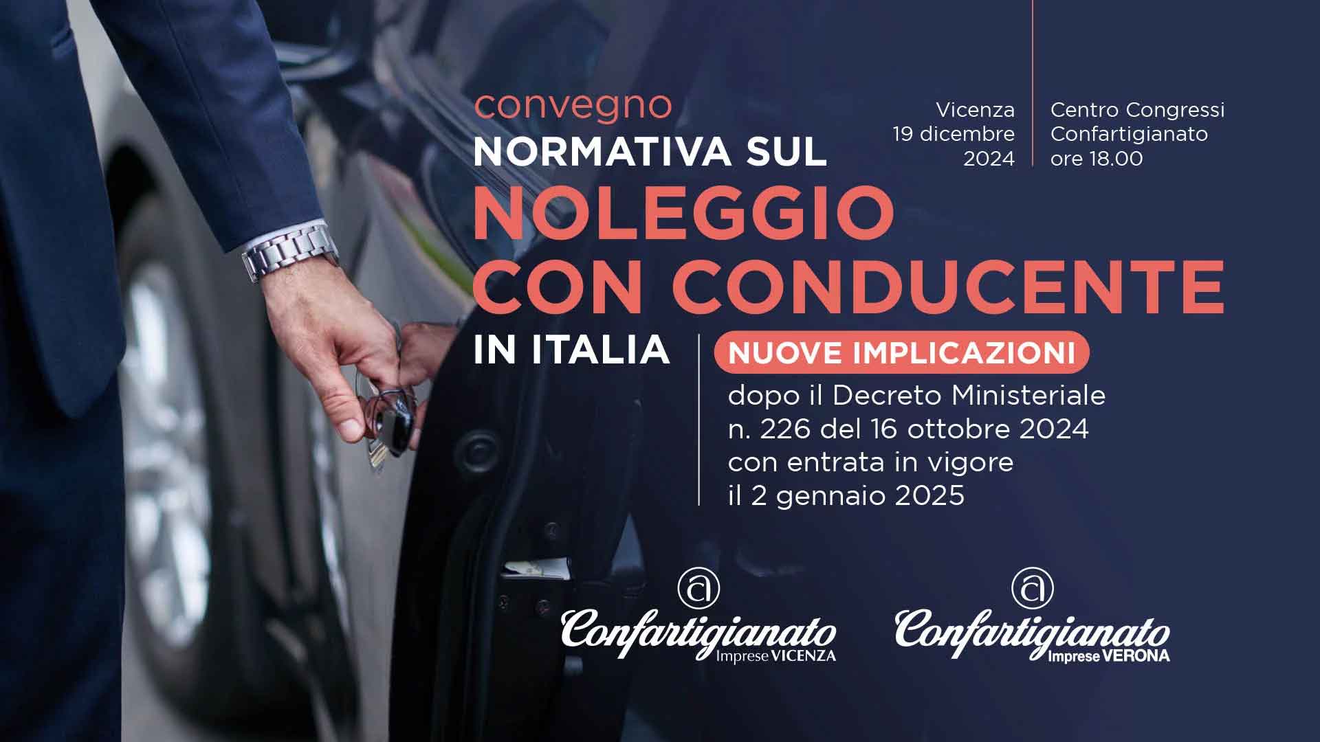 TRASPORTI • NCC – Normativa sul Noleggio con Conducente in Italia, nuove Implicazioni dopo il DM n. 226: convegno a Vicenza, giovedì 19 dicembre