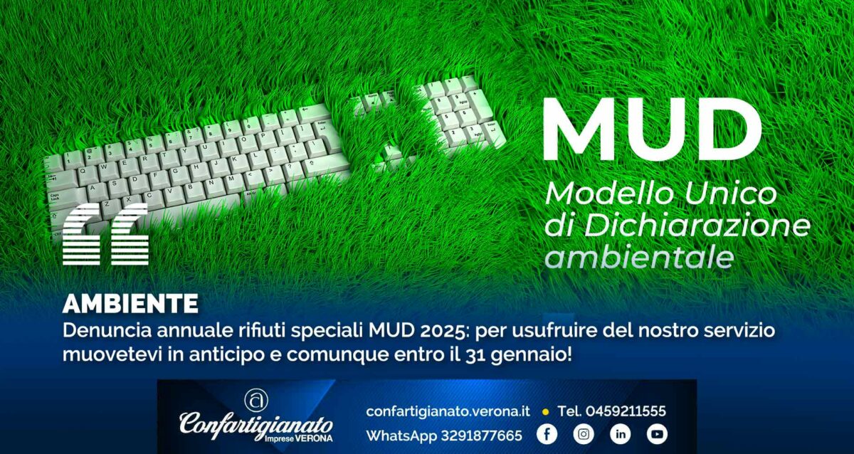 AMBIENTE – Denuncia annuale rifiuti speciali MUD 2025: per usufruire del nostro servizio muovetevi in anticipo e comunque entro il 31 gennaio!