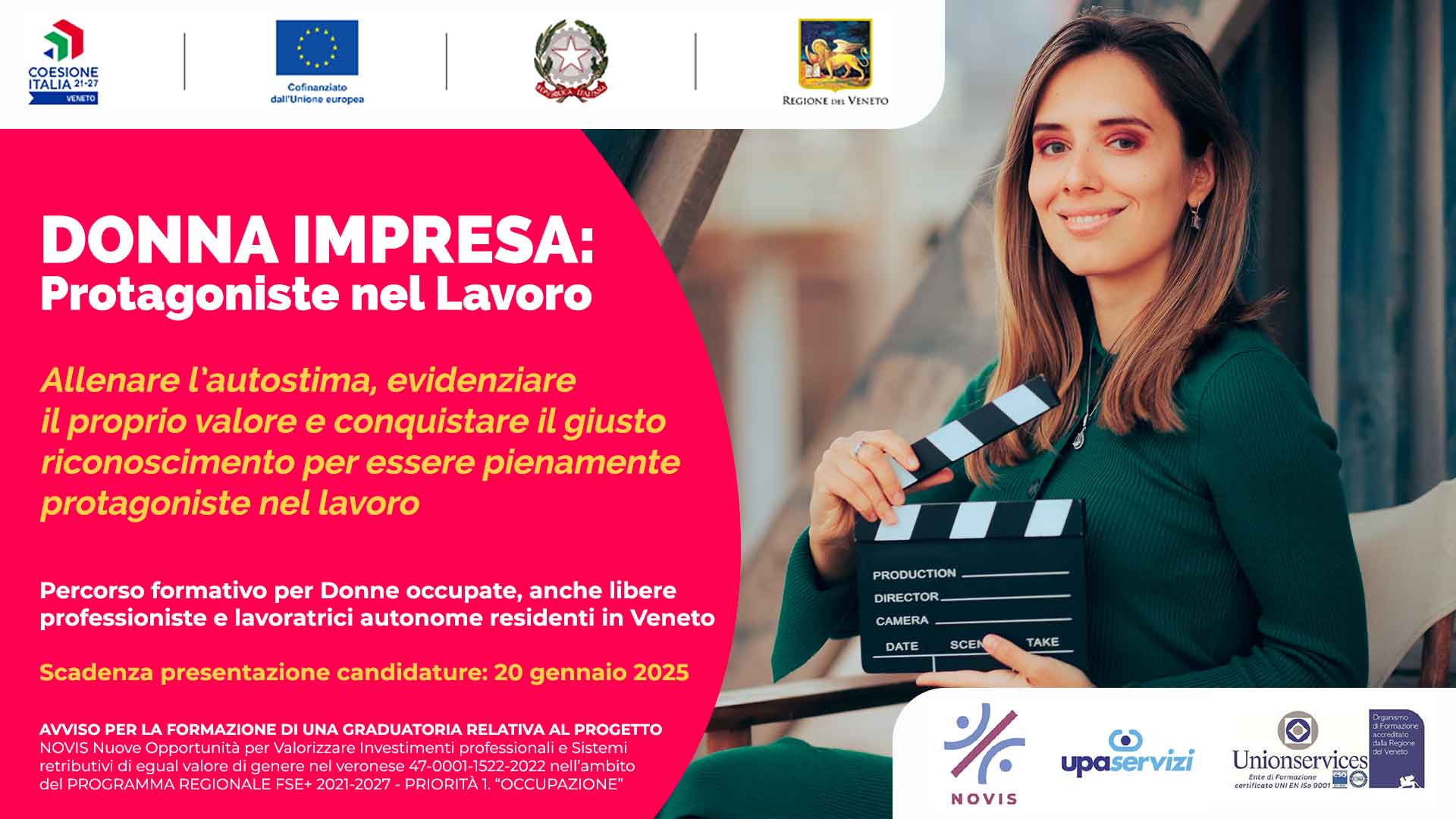 DONNE IMPRESA – Protagoniste nel lavoro: corso di formazione per donne occupate, libere professioniste e autonome. Iscrizioni entro il 20 gennaio