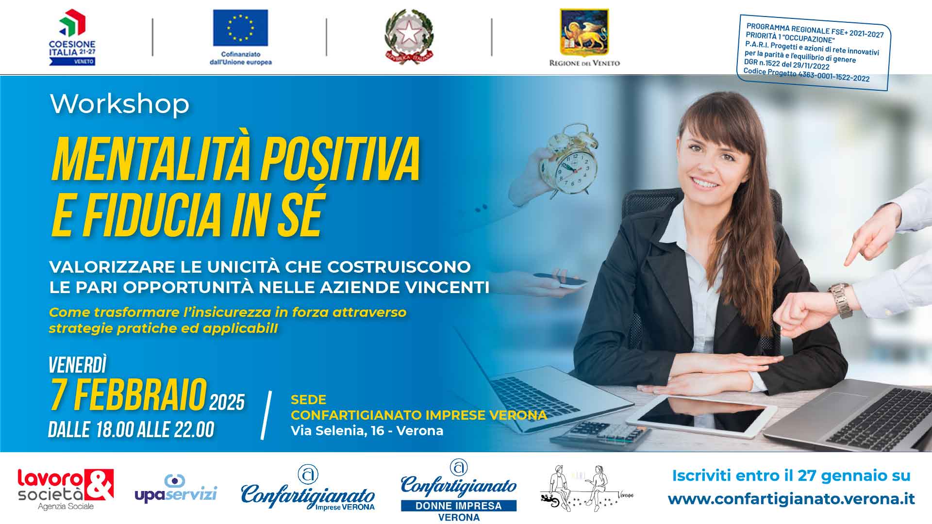 DONNE IMPRESA – Mentalità positiva e fiducia in sé. Partecipa al workshop del 7 febbraio. Registrati subito