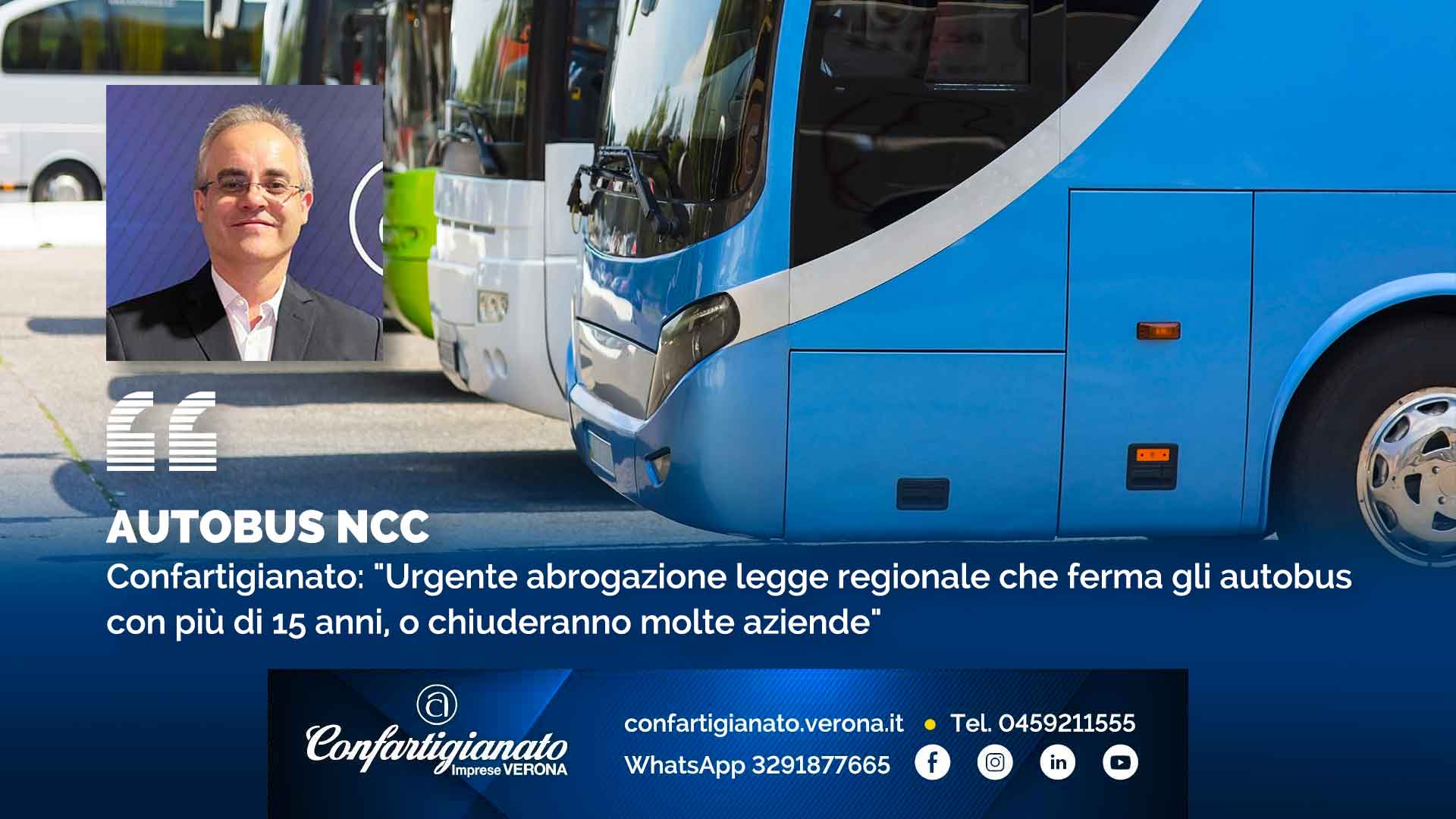 AUTOBUS NCC – Confartigianato: "Urgente abrogazione legge regionale che ferma gli autobus con più di 15 anni, o chiuderanno molte aziende"