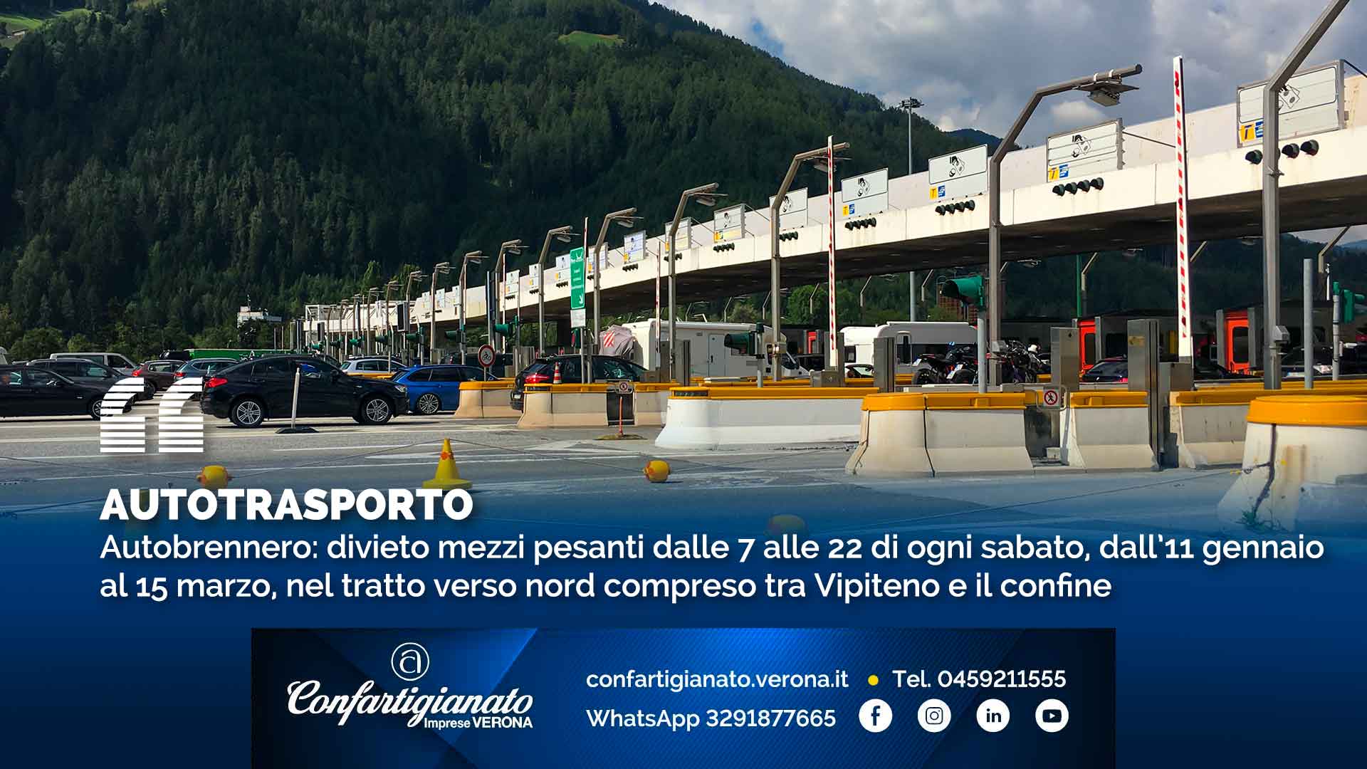 AUTOTRASPORTO – Autobrennero: divieto mezzi pesanti dalle 7 alle 22 di ogni sabato, dall’11 gennaio al 15 marzo, nel tratto verso nord compreso tra Vipiteno e il confine