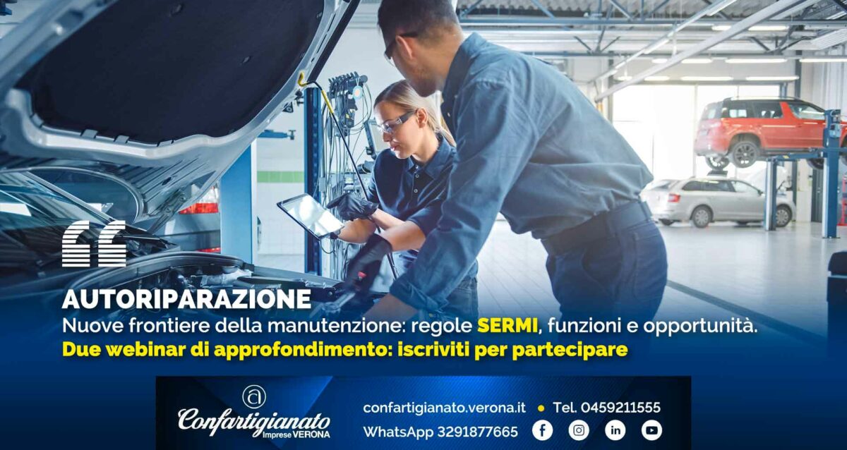 AUTORIPARAZIONE – Nuove frontiere della manutenzione: regole SERMI, funzioni e opportunità. Due webinar di approfondimento