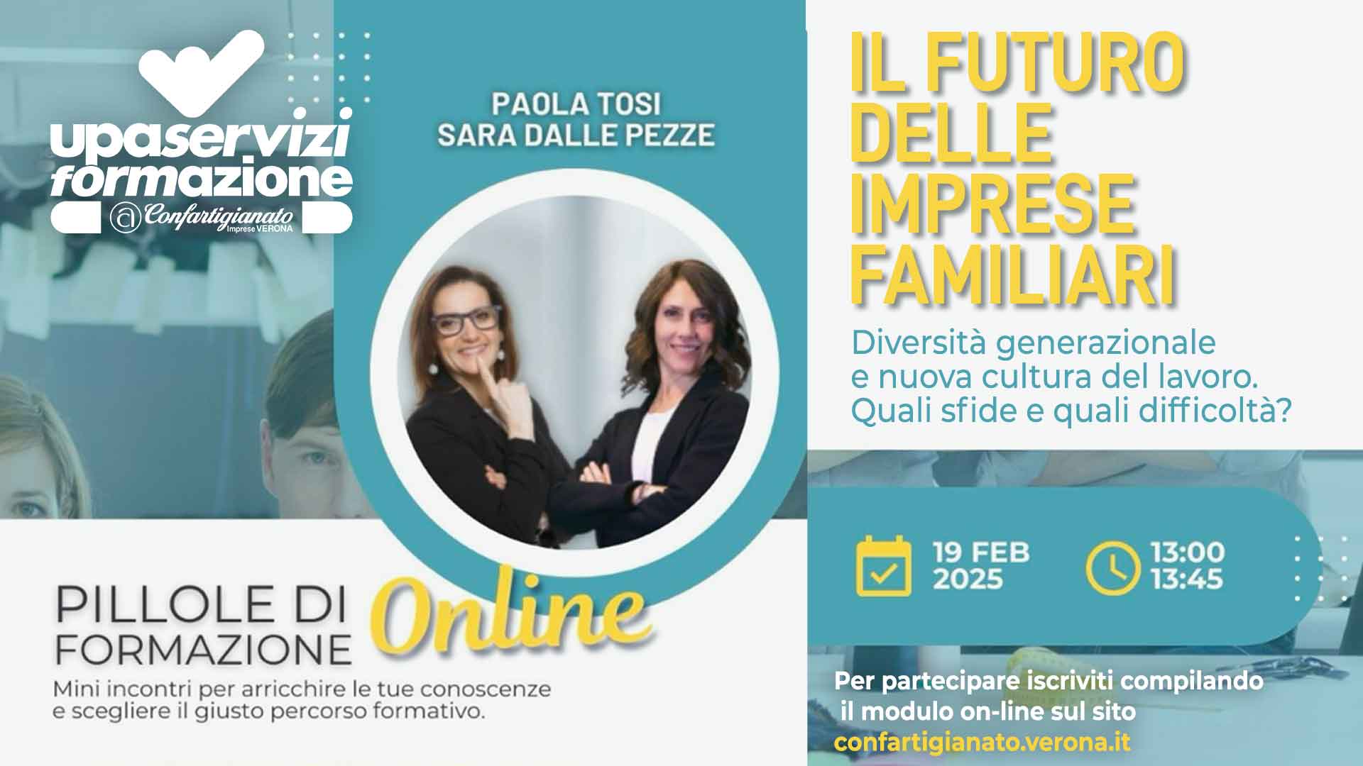 WEBINAR – Il 19 febbraio, seminario introduttivo on-line sul passaggio generazionale: "Il Futuro delle Imprese Familiari". Iscriviti subito!