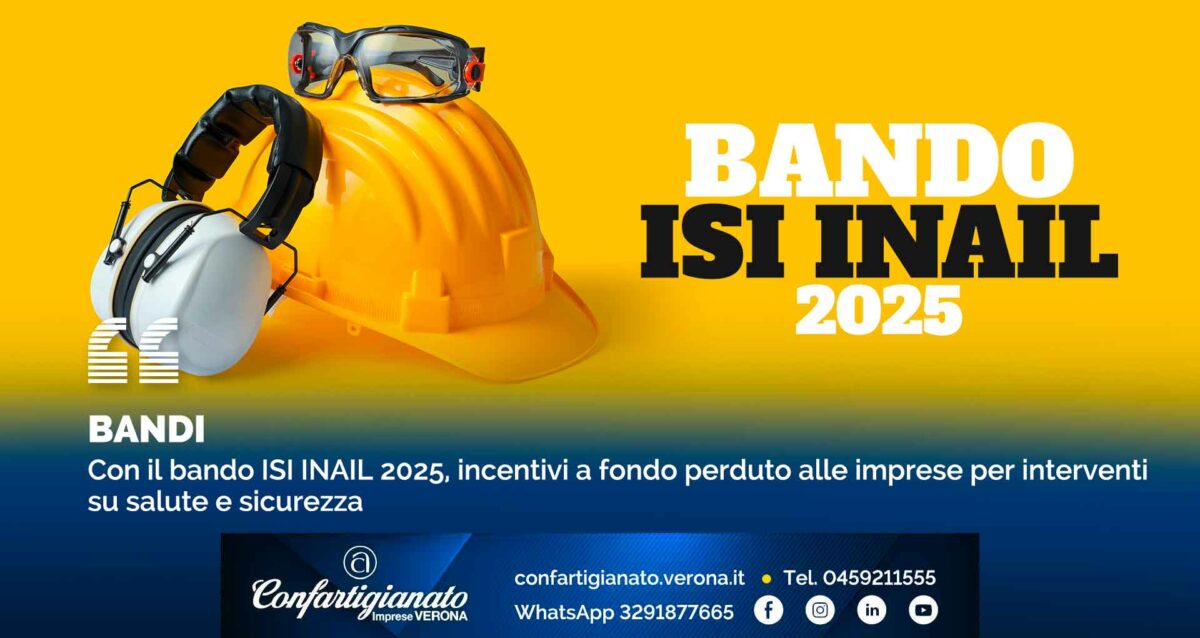 BANDI – Con il bando ISI INAIL 2025, incentivi a fondo perduto alle imprese per interventi su salute e sicurezza