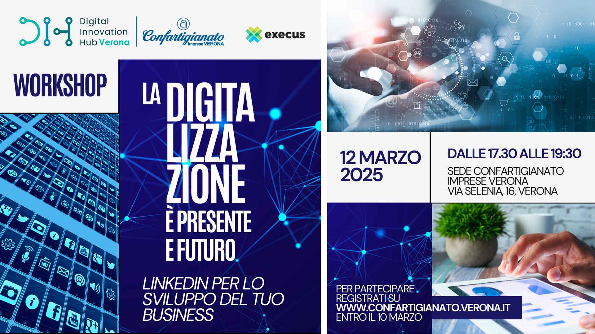 WORKSHOP – "La digitalizzazione è presente e futuro: LinkedIn per lo sviluppo del tuo business": mercoledì 12 marzo. Iscriviti per partecipare e crescere