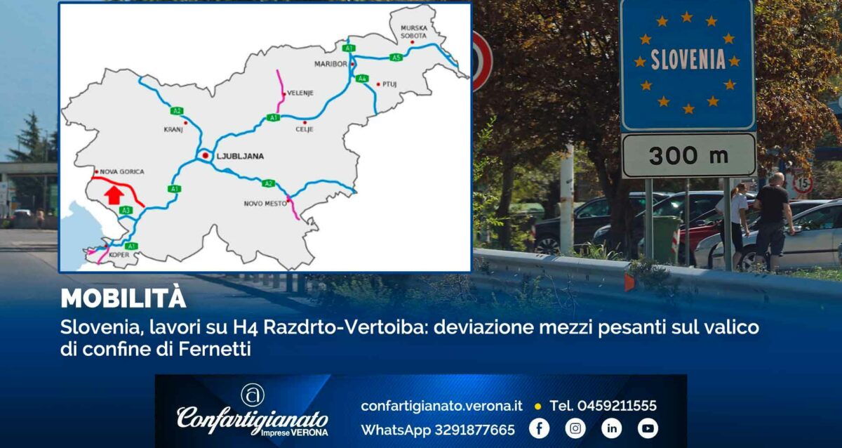 MOBILITA' – Slovenia, lavori su H4 Razdrto-Vertoiba: deviazione mezzi pesanti sul valico di confine di Fernetti