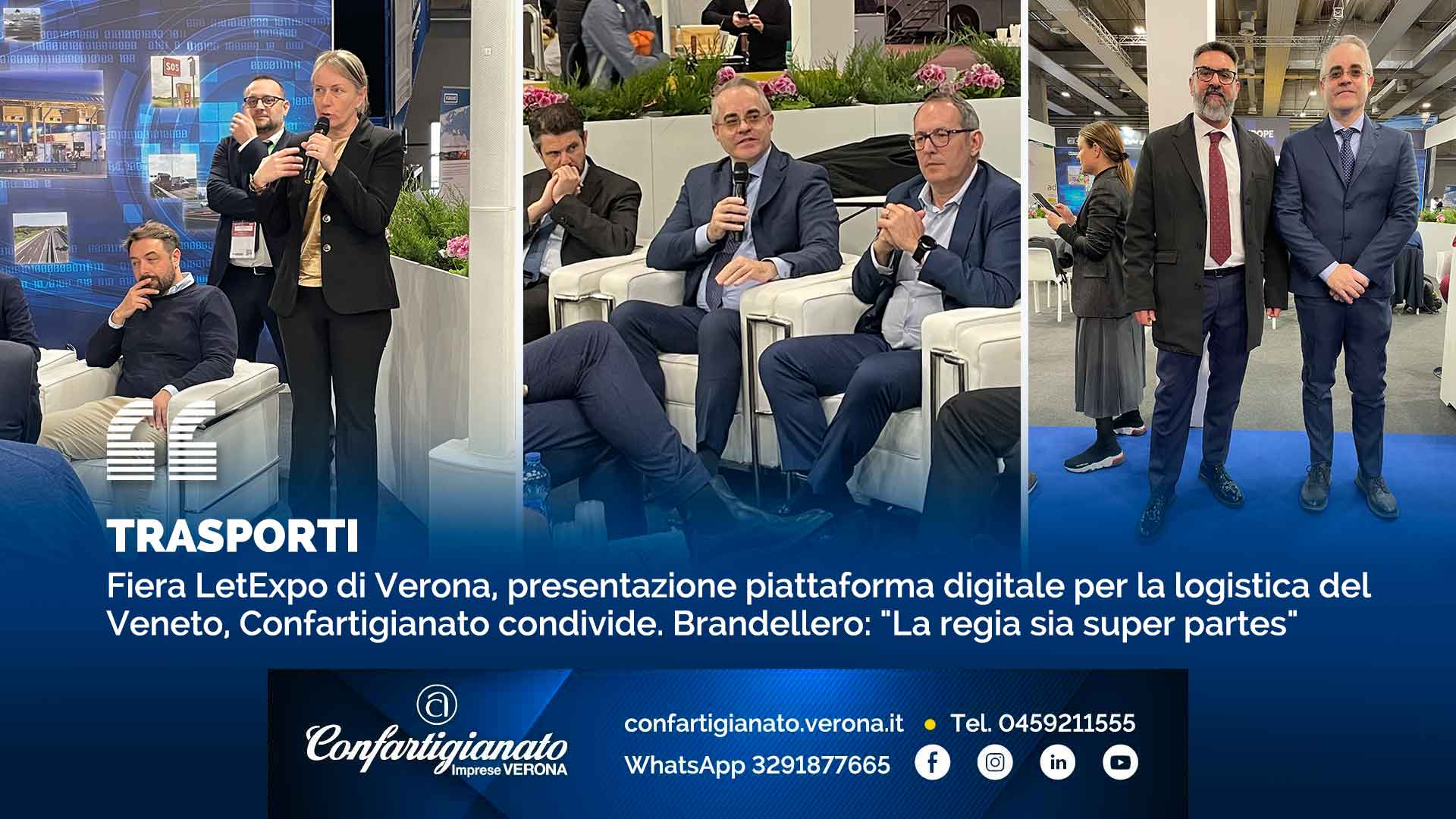 TRASPORTI – Fiera LetExpo di Verona, presentazione piattaforma digitale per la logistica del Veneto, Confartigianato condivide. Brandellero: "La regia sia super partes"