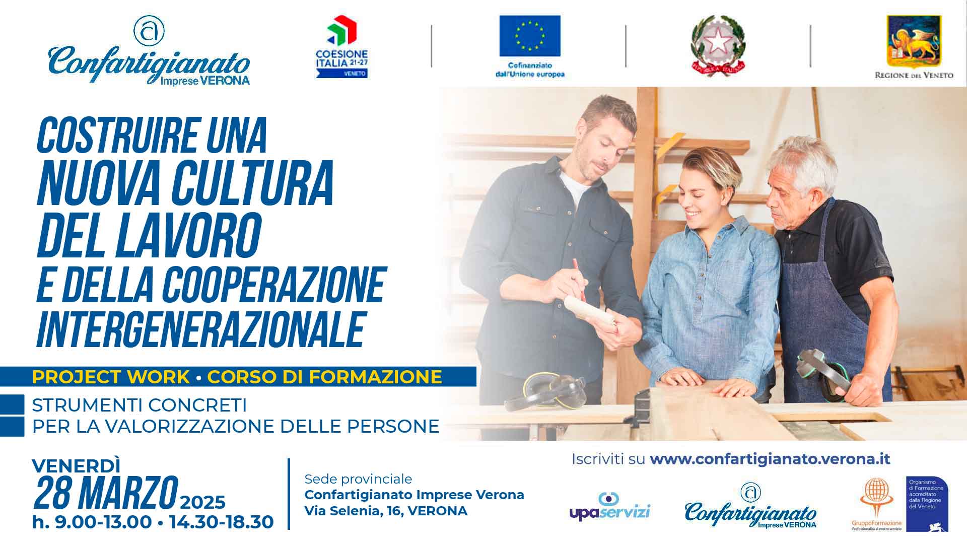 CORSO – Costruire una nuova cultura del lavoro e della cooperazione intergenerazionale: dal 28 marzo, tre lezioni con strumenti concreti per valorizzare le persone. Iscrivit