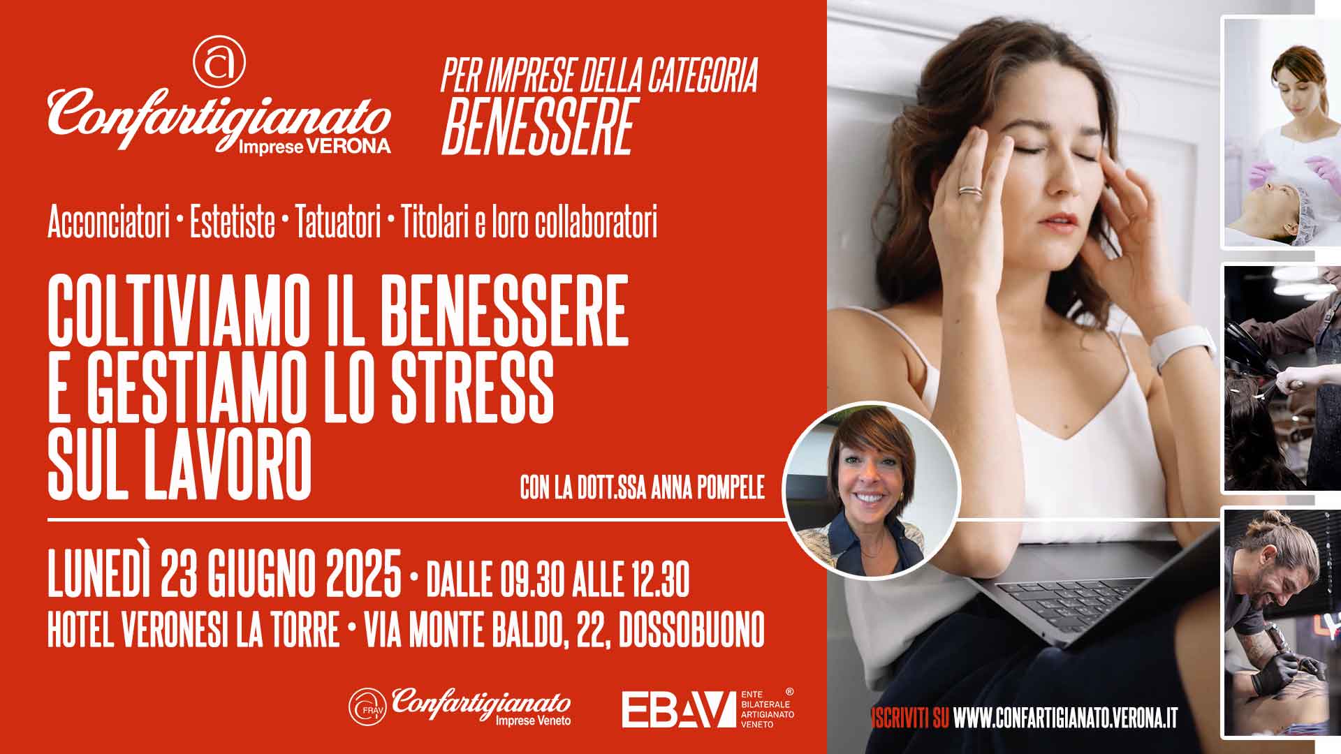 BENESSERE – "Coltiviamo il benessere e gestiamo lo stress sul lavoro": seminario informativo, lunedì 23 giugno, con la Dott.ssa Anna Pompele. Iscriviti per partecipare
