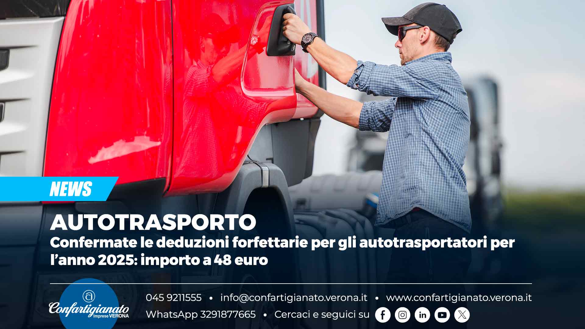 AUTOTRASPORTO – Confermate le deduzioni forfettarie per gli autotrasportatori per l’anno 2025: importo a 48 euro