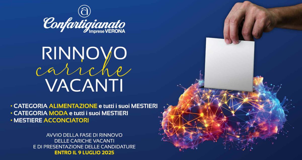 RINNOVO CARICHE – Avvio fase di rinnovo cariche vacanti per le categorie Alimentazione e Moda (e i loro mestieri) e per il mestiere Acconciatori: presentazione candidature entro il 9 luglio