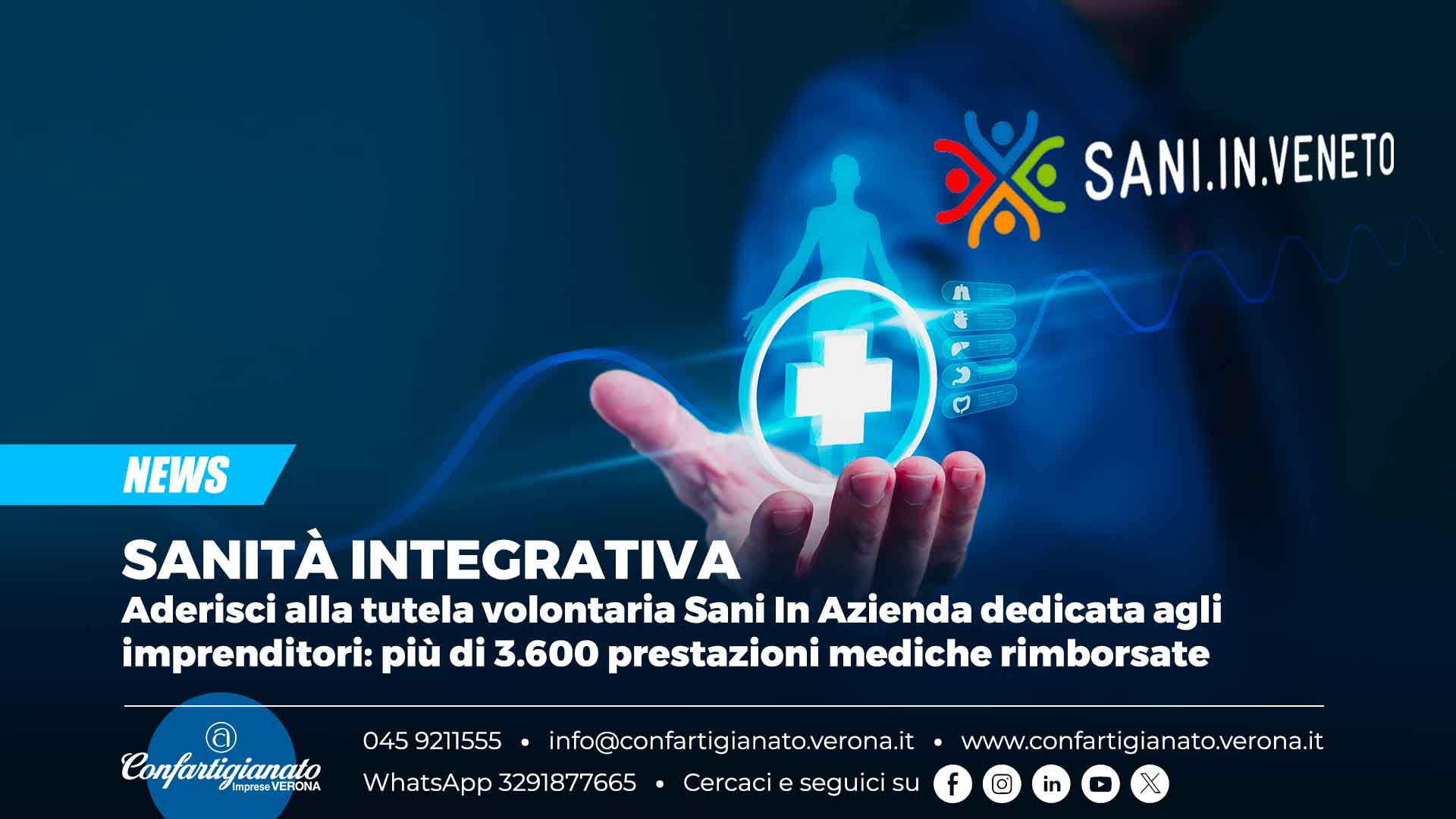 SANITÀ INTEGRATIVA – Aderisci alla tutela volontaria Sani In Azienda dedicata agli imprenditori: più di 3.600 prestazioni mediche rimborsate