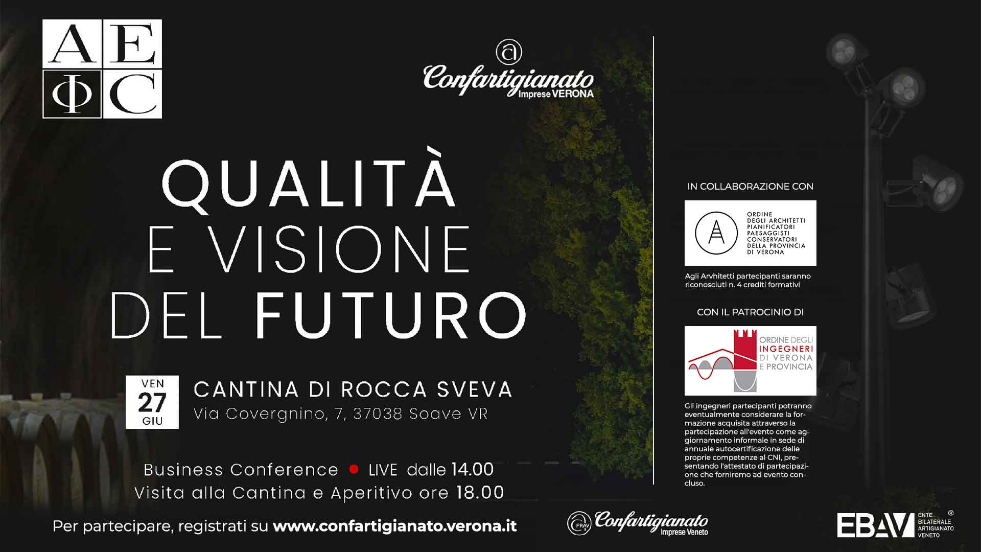SETTORE CASA – Seminario tecnico su soluzioni di illuminazione tra design, tecnologia e sostenibilità: il 27 giugno alla Cantina Rocca Sveva di Soave