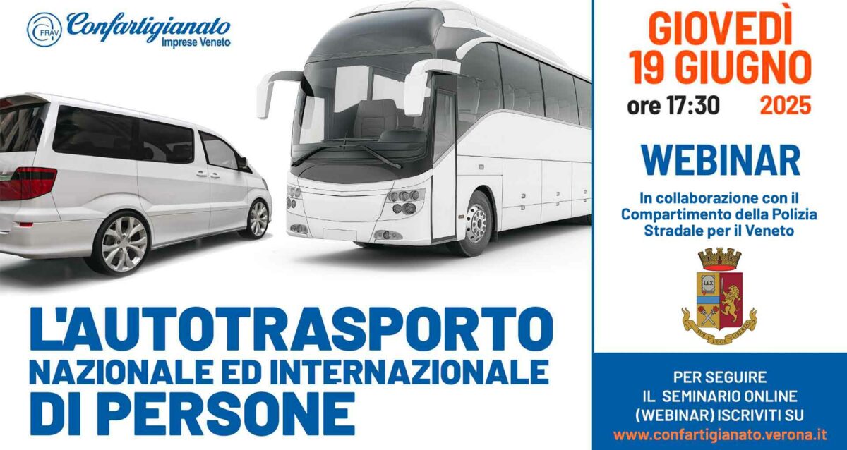 TRASPORTO PERSONE – "L'Autotrasporto nazionale ed internazionale di persone": il 19 giugno, webinar in collaborazione con la Polstrada del Veneto
