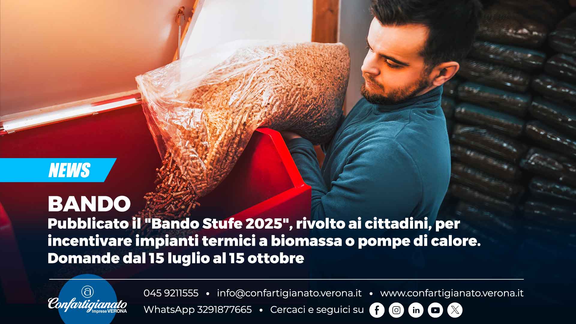 BANDO – Pubblicato il "Bando Stufe 2025", rivolto ai cittadini, per incentivare impianti termici a biomassa o pompe di calore. Domande dal 15 luglio al 15 ottobre