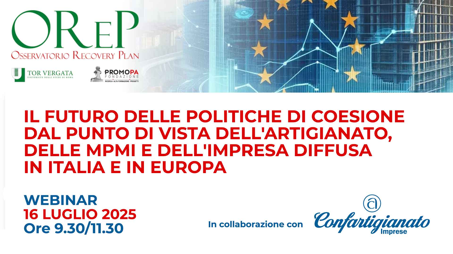 WEBINAR – Il 16 luglio, webinar di presentazione del rapporto "Il futuro delle politiche di coesione e le prospettive per le MPMI"