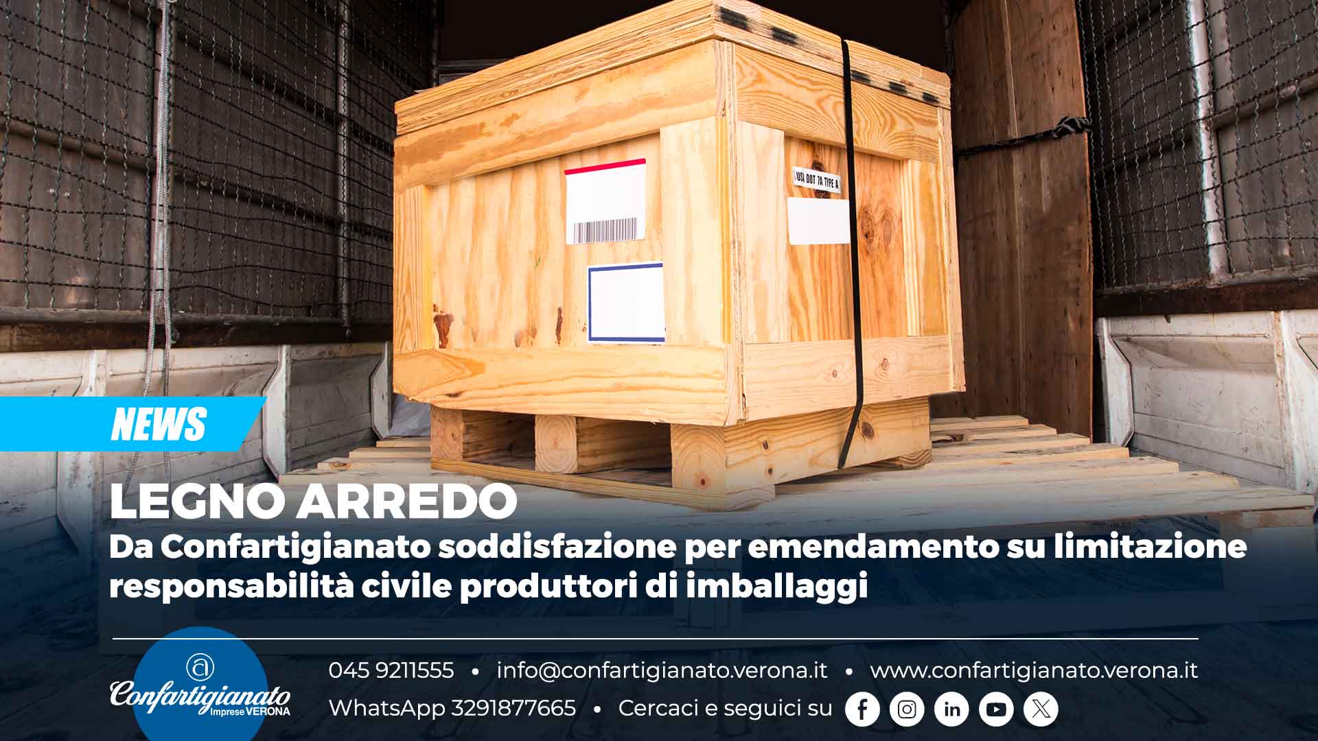 LEGNO ARREDO – Da Confartigianato soddisfazione per emendamento su limitazione responsabilità civile produttori imballaggio