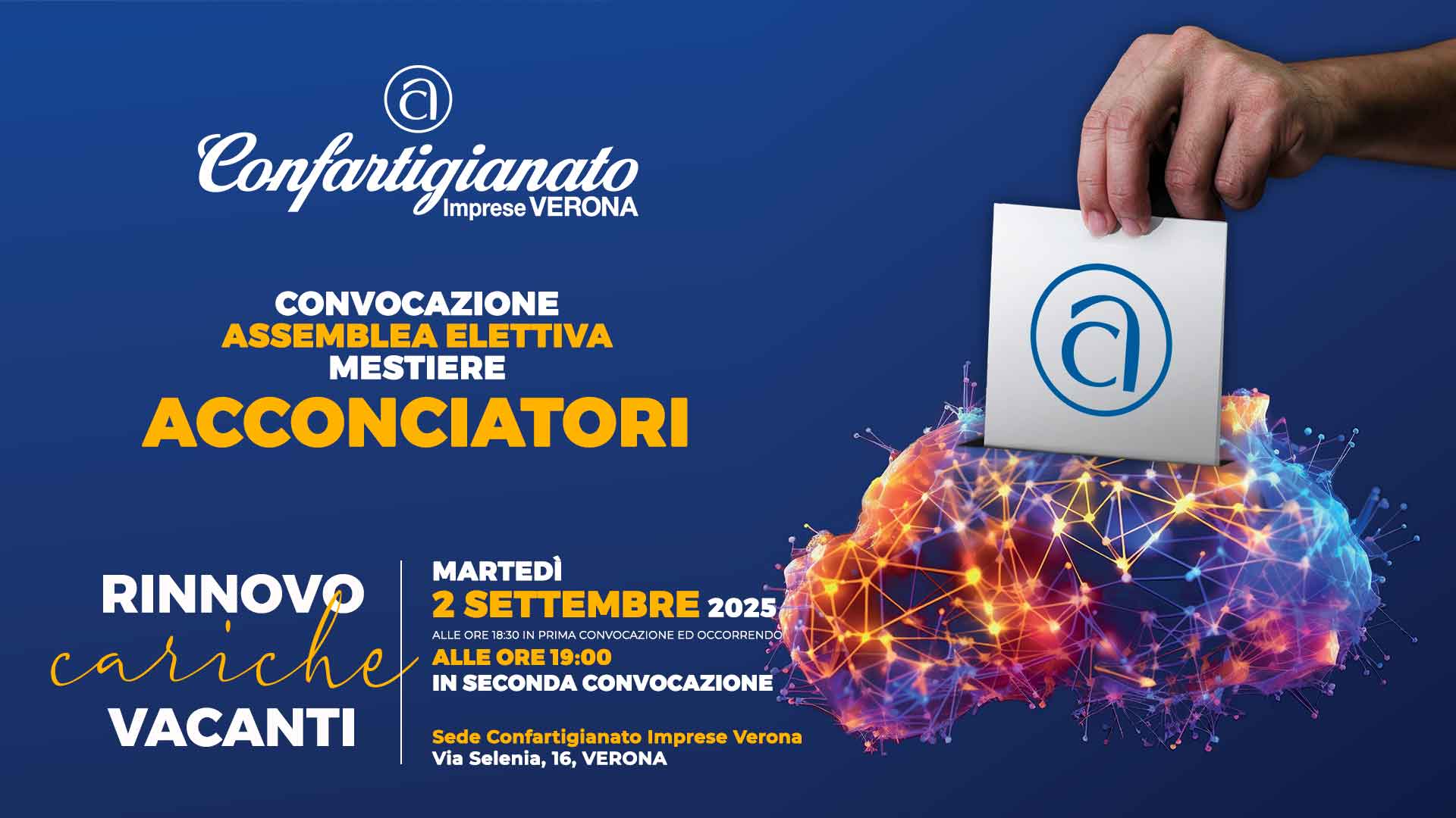 BENESSERE – Convocazione Assemblea Elettiva Mestiere ACCONCIATORI: rinnovo cariche vacanti, martedì 2 settembre