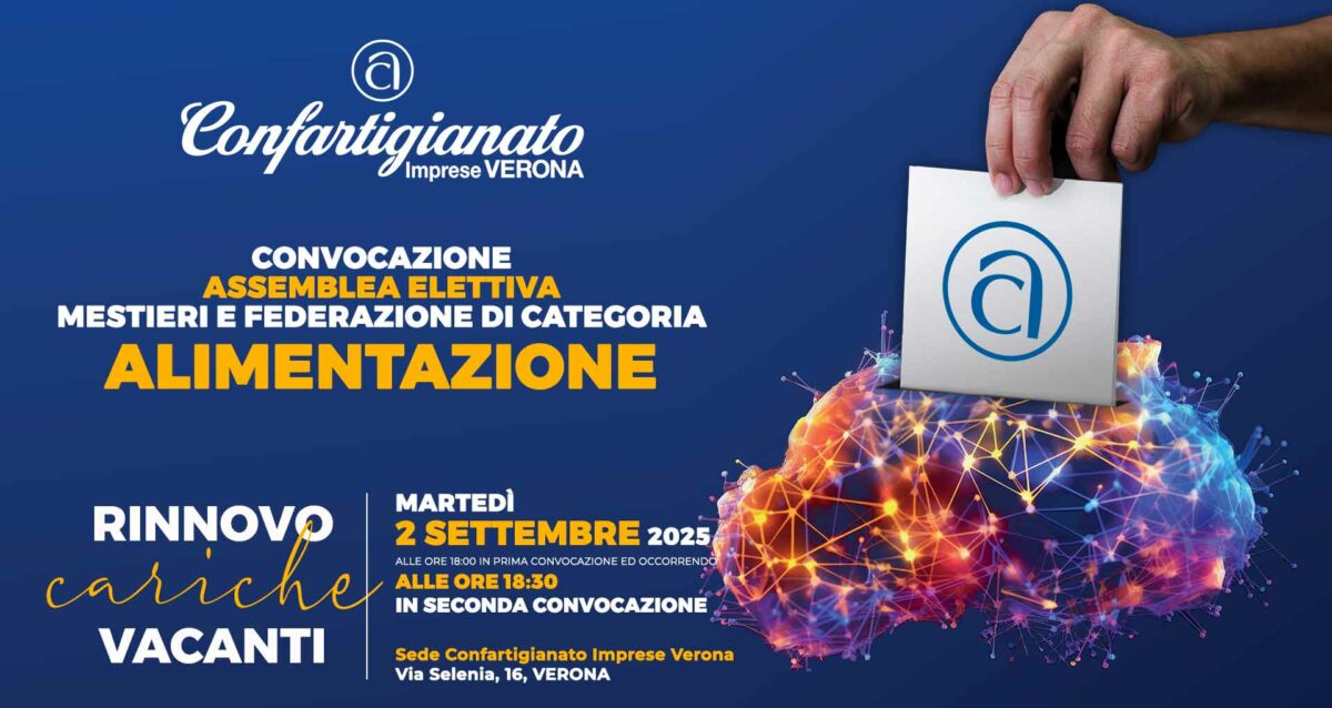 ALIMENTAZIONE – Convocazione Assemblea Elettiva Mestieri e Federazione di categoria ALIMENTAZIONE: rinnovo cariche vacanti, martedì 2 settembre