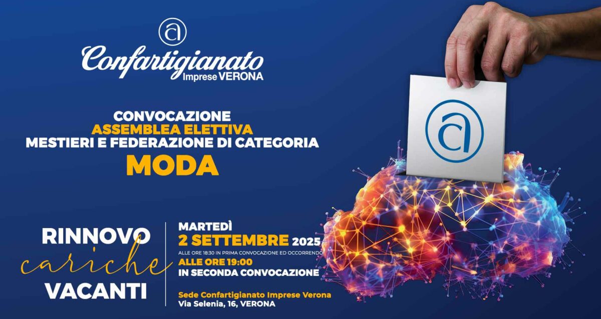 MODA – Convocazione Assemblea Elettiva Mestieri e Federazione di categoria MODA: rinnovo cariche vacanti, martedì 2 settembre