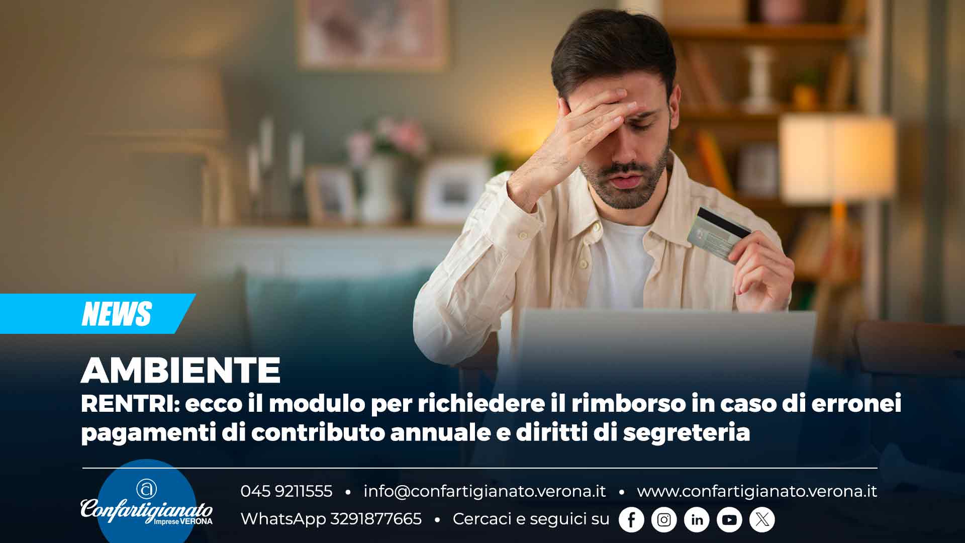 AMBIENTE – RENTRI: ecco il modulo per richiedere il rimborso in caso di erronei pagamenti di contributo annuale e diritti di segreteria