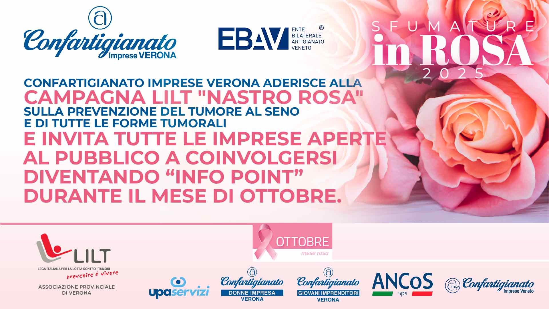 SOCIALE – Confartigianato Verona partecipa alla campagna LILT “Nastro Rosa” su prevenzione tumore al seno e INVITA le imprese del Benessere e tutte le aziende, di ogni categoria, aperte al pubblico ad aderire come “info point” nel mese di ottobre