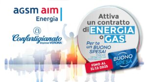 ENERGIA – Nuovo vantaggio con la convenzione AGSM AIM Energia: per i nuovi contratti di luce o gas, buono spesa da 25 euro