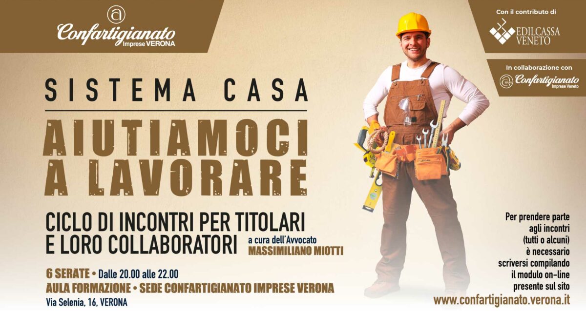 SISTEMA CASA – Ciclo di incontri su temi contrattuali, legali, economici per titolari e loro collaboratori. Si parte il 7 ottobre; iscriviti per partecipare