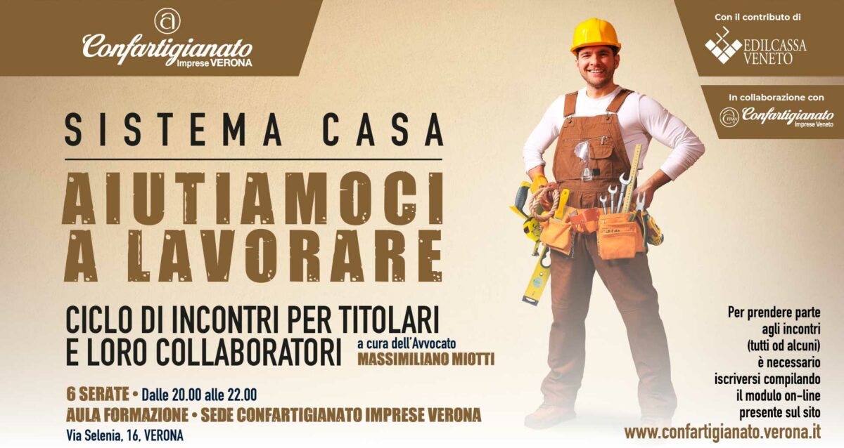 SISTEMA CASA – Ciclo di incontri su temi contrattuali, legali, economici per titolari e loro collaboratori. Si parte il 7 ottobre: iscriviti per partecipare