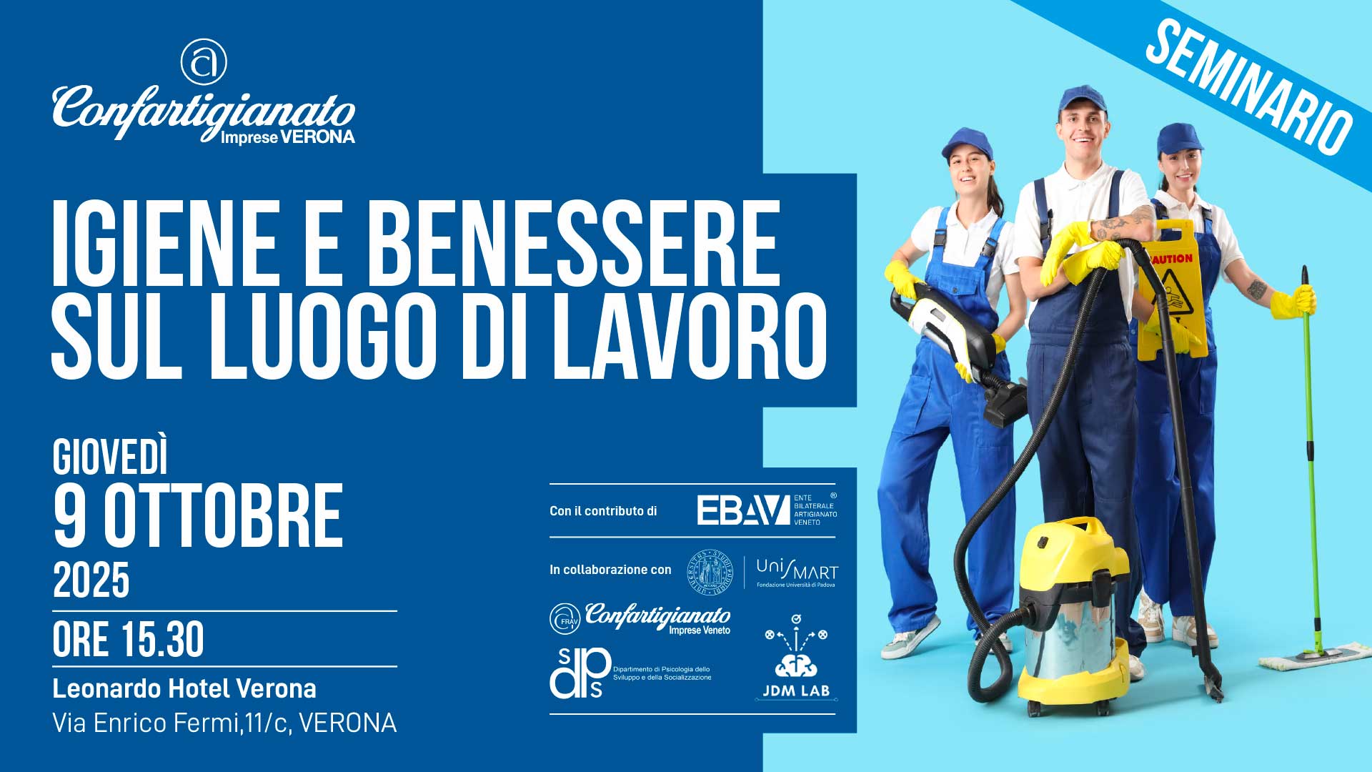 SEMINARIO – "Igiene e Benessere sul Luogo di Lavoro": il 9 ottobre, l'importanza di lavorare tra igiene, pulizia e benessere. Per tutte le imprese