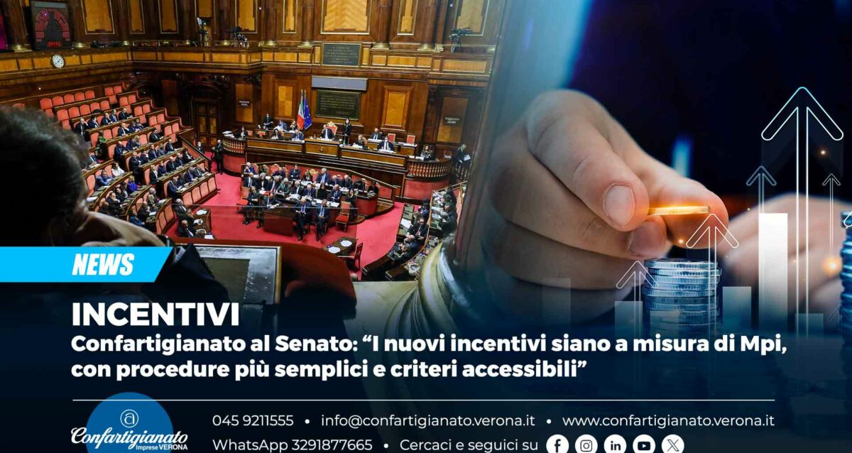 INCENTIVI – Confartigianato al Senato: “I nuovi incentivi siano a misura di Mpi, con procedure più semplici e criteri accessibili”