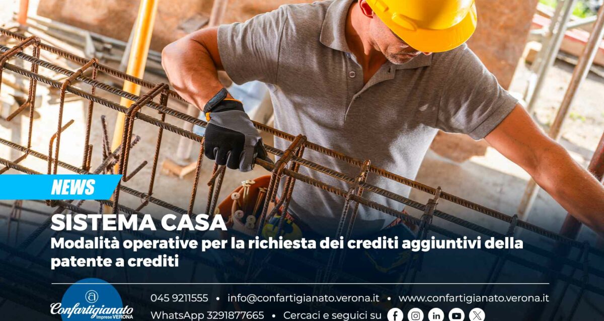SISTEMA CASA – Modalità operative per la richiesta dei crediti aggiuntivi della patente a crediti