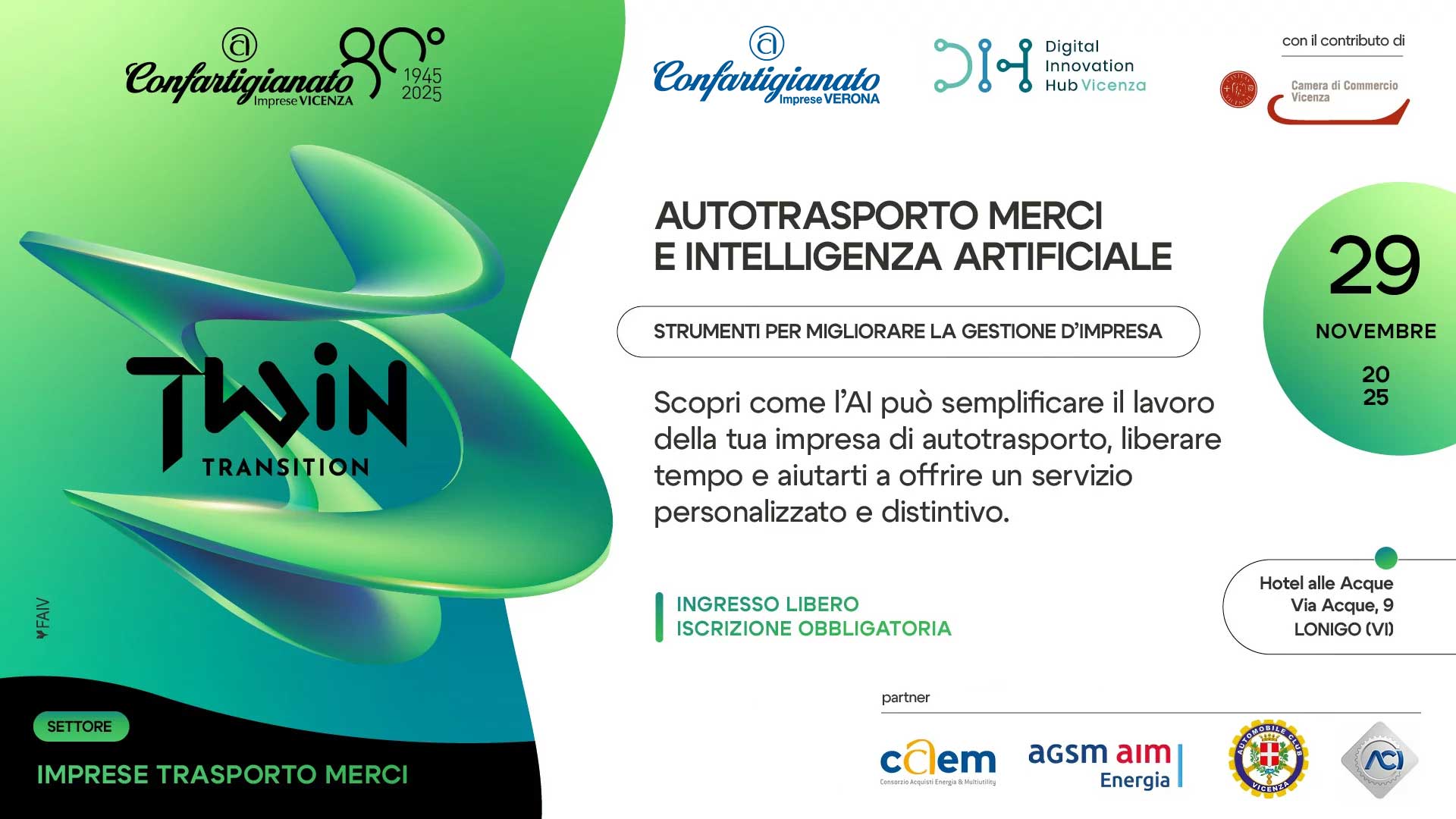TRASPORTI – "Autotrasporto Merci e Intelligenza Artificiale - Strumenti per migliorare la gestione d’impresa": evento a Lonigo, il 29 novembre. Iscriviti