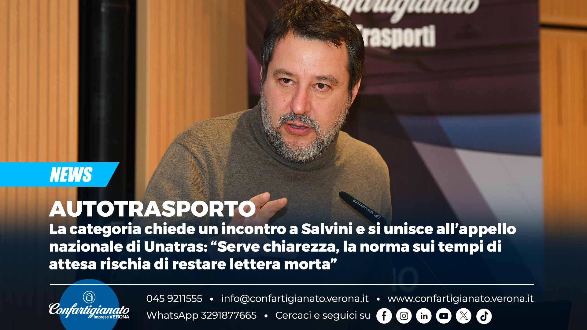 AUTOTRASPORTO – La categoria chiede un incontro a Salvini e si unisce all’appello nazionale di Unatras: “Serve chiarezza, la norma sui tempi di attesa rischia di restare lettera morta”