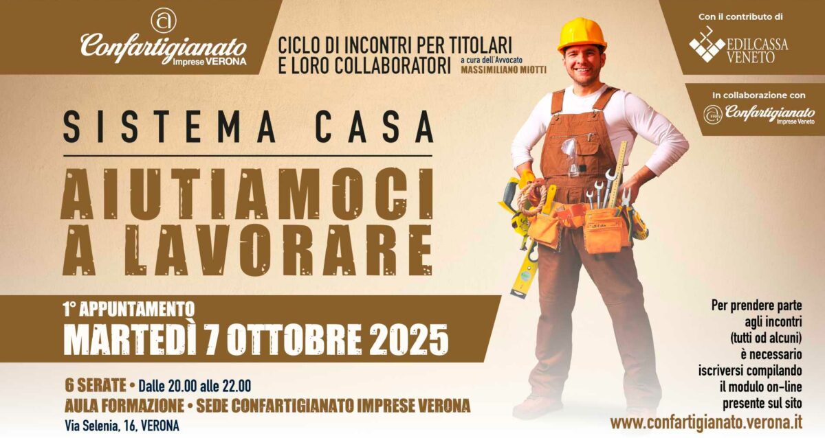 SISTEMA CASA – Martedì 7 ottobre, parte "Aiutiamoci A Lavorare": primo incontro su temi contrattuali, legali, economici per titolari e loro collaboratori. Iscriviti per partecipare