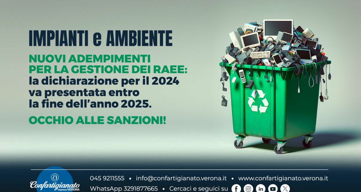IMPIANTI e AMBIENTE – Nuovi adempimenti per la gestione dei RAEE: la dichiarazione per il 2024 va presentata entro fine anno. Occhio alle sanzioni!